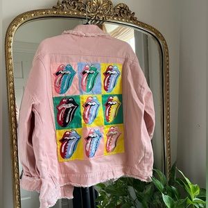 Custom Vintage Rolling Stones Jean jacket in Pink